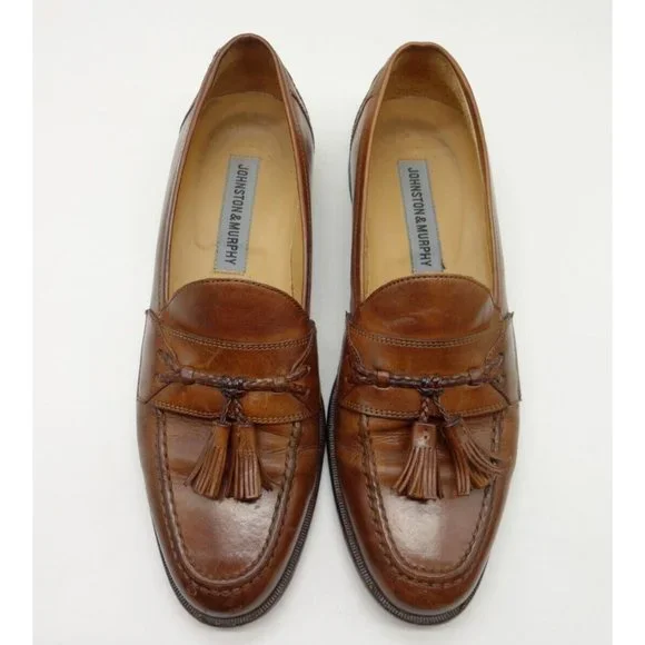 Johnston & Murphy Mens 9N Brown Leather Tassel Loafers Made in Italy Preppy Johnston & Murphy Brown Leather Tassel Loafers Made in Italy  main image 3